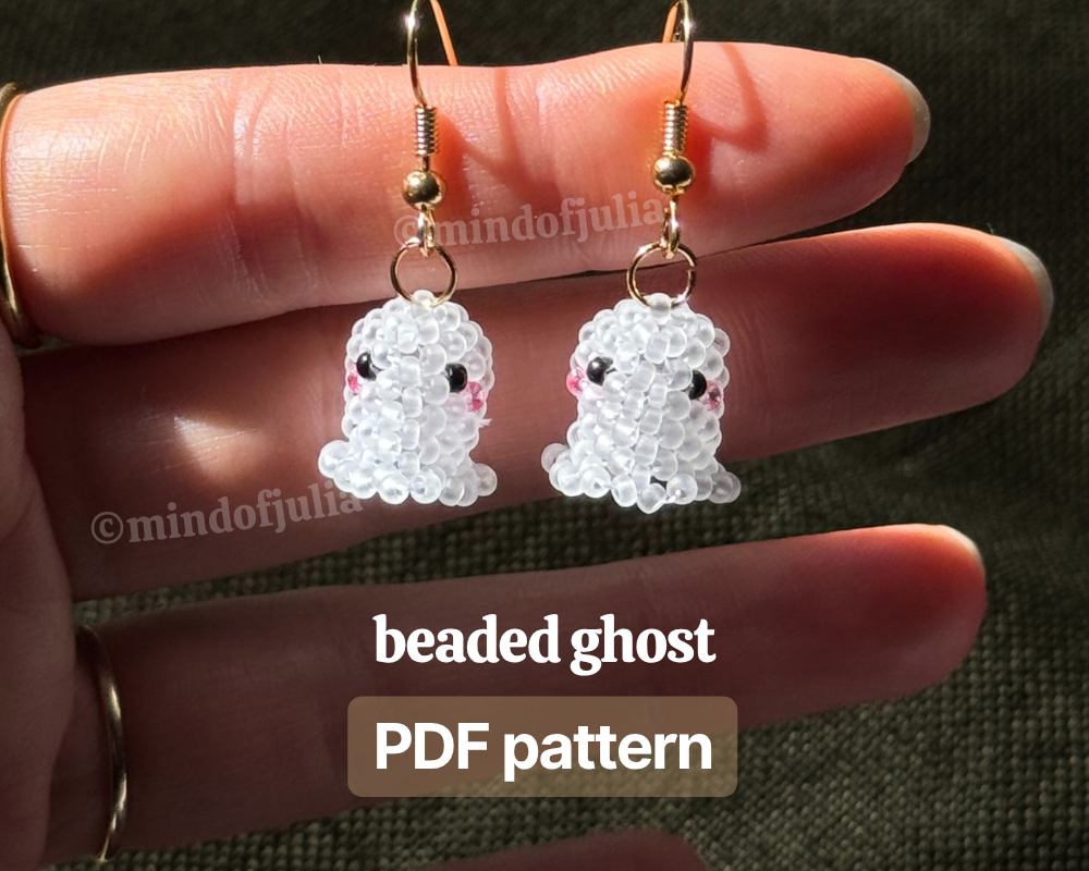 Mini Beaded Ghost Earrings PDF Pattern
