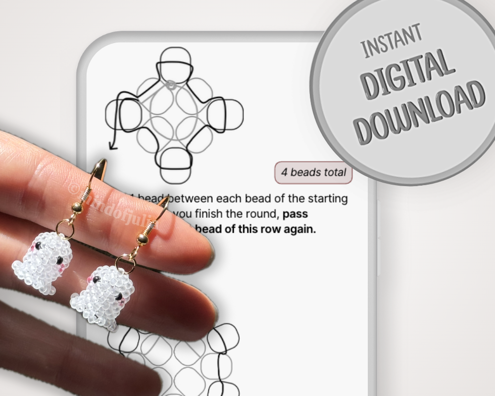 Mini Beaded Ghost Earrings PDF Pattern
