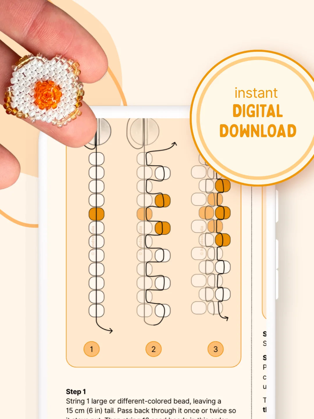 🍳 3D Beaded Fried Egg PDF Pattern