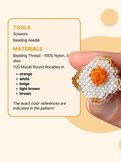 🍳 3D Beaded Fried Egg PDF Pattern