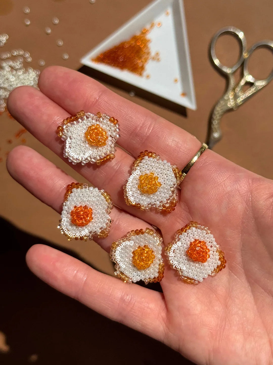 🍳 3D Beaded Fried Egg PDF Pattern