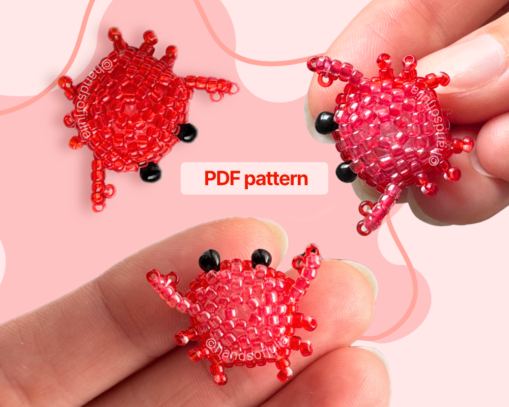🦀 3D Beaded Crab PDF Pattern