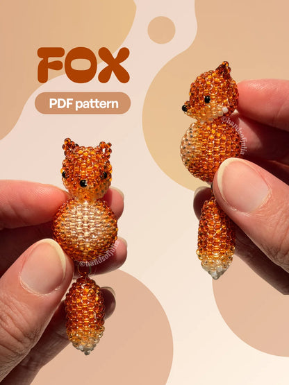 🦊 3D Beaded Fox PDF Pattern