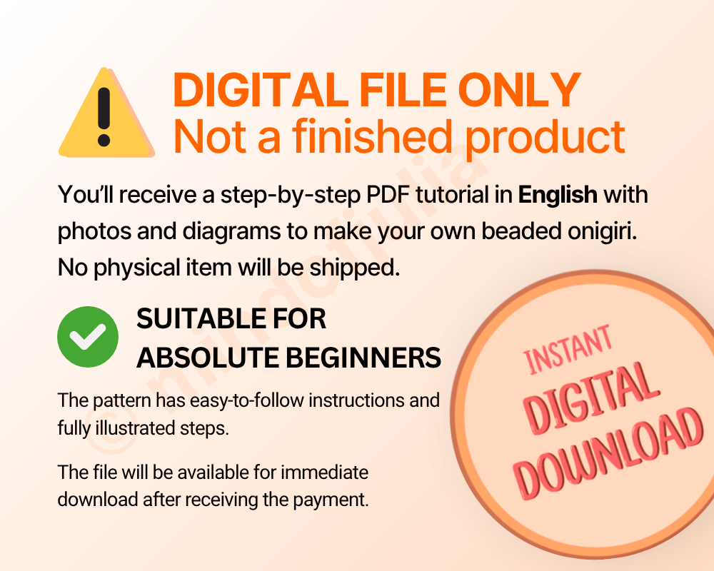 🍤 3D Beaded Shrimp Onigiri PDF Pattern