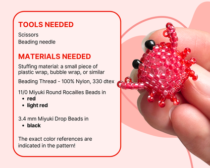 🦀 3D Beaded Crab PDF Pattern