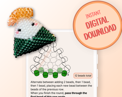 🍤 3D Beaded Shrimp Onigiri PDF Pattern