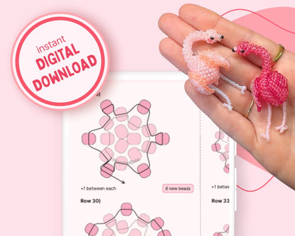 🦩 3D Beaded Flamingo PDF Pattern