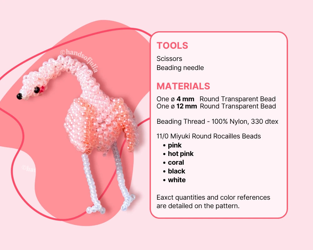 🦩 3D Beaded Flamingo PDF Pattern