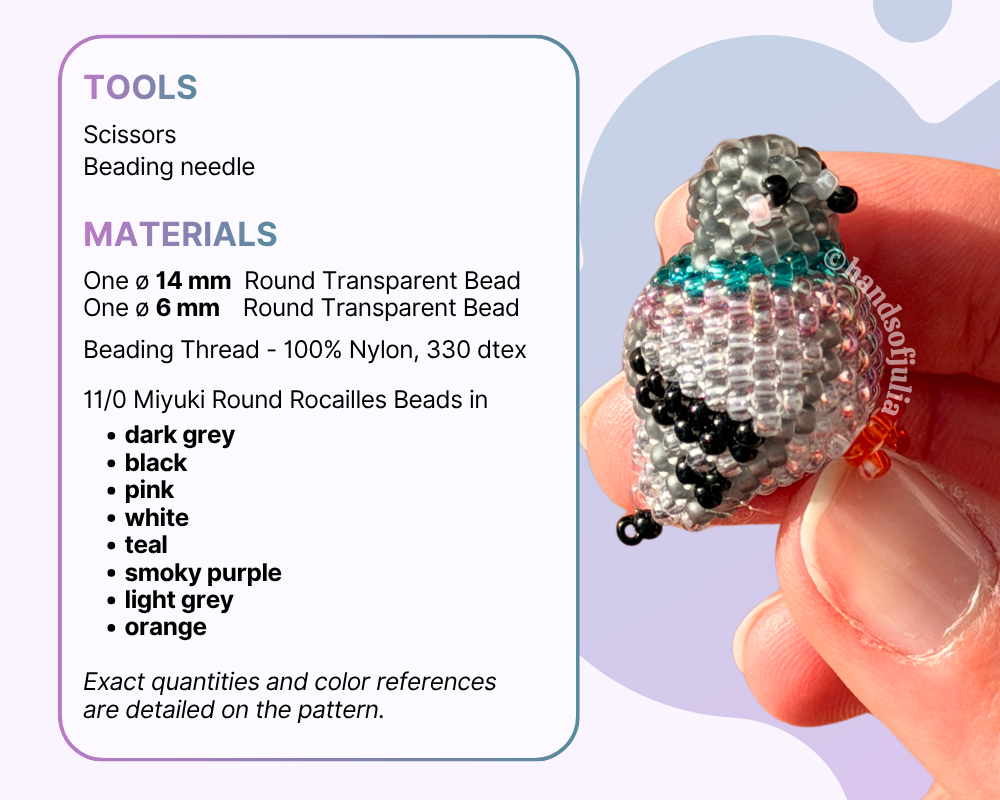 🐦 3D Beaded Pigeon PDF Pattern