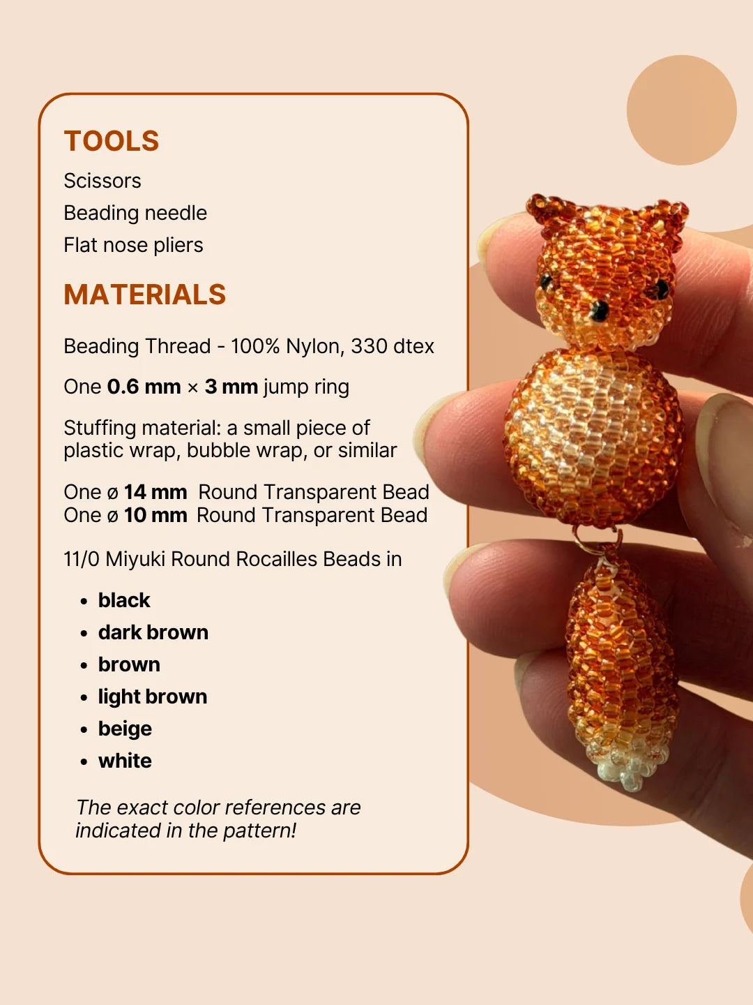 🦊 3D Beaded Fox PDF Pattern
