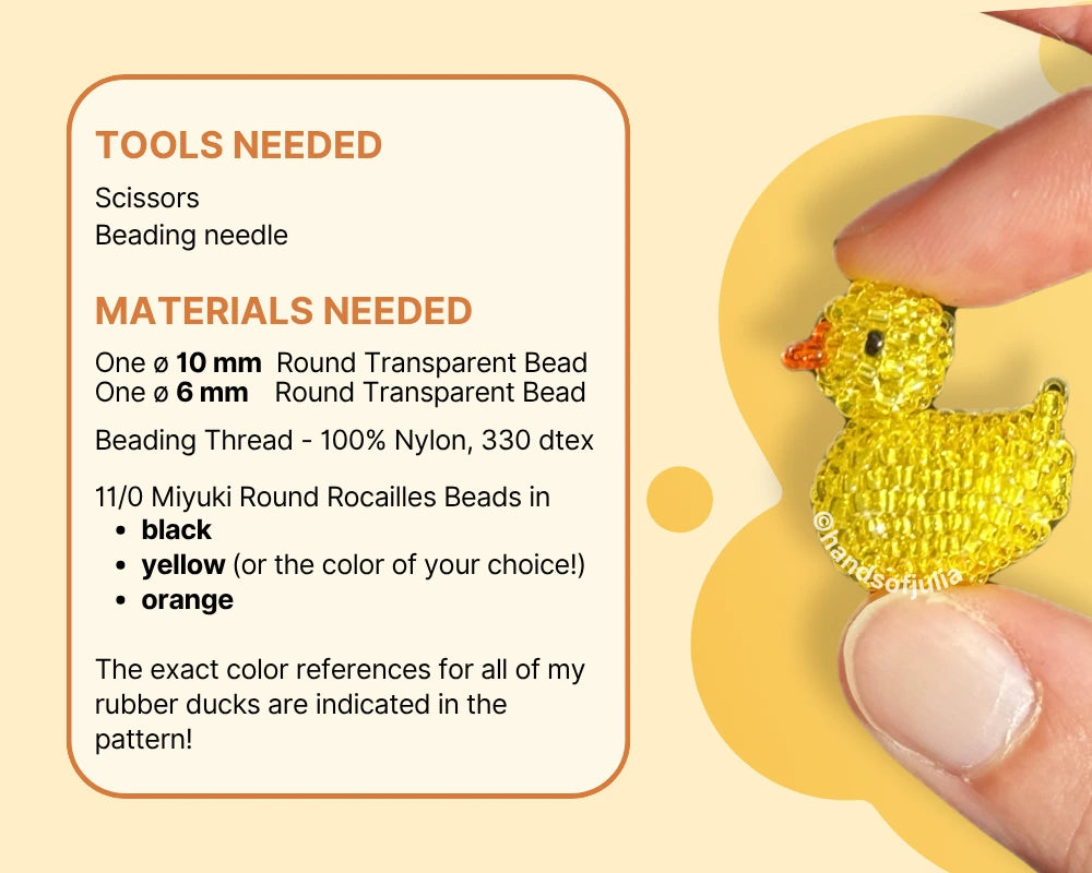 🐤 3D Beaded Rubber Duck PDF Pattern