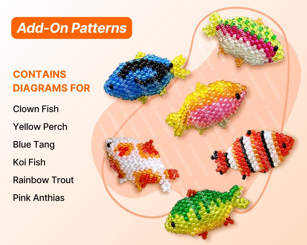 🐠 Add-On Beading Pattern | Color Variations Diagrams for 3D Beaded Fish Pattern