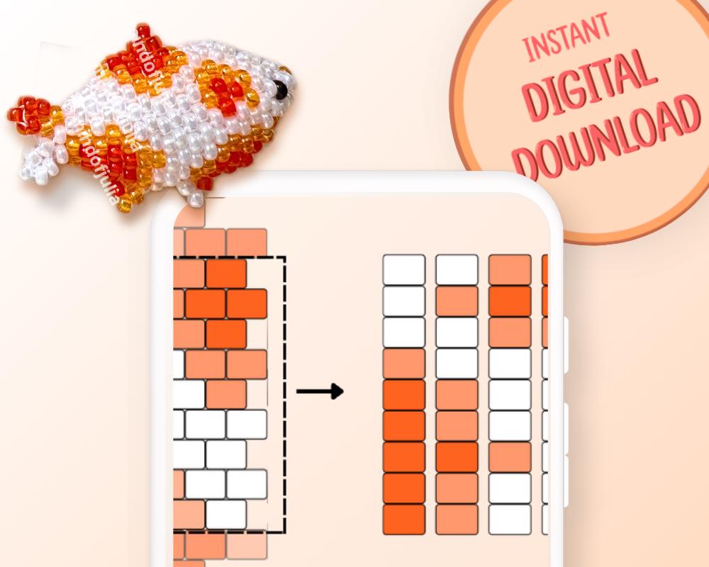 🐠 Add-On Beading Pattern | Color Variations Diagrams for 3D Beaded Fis ...